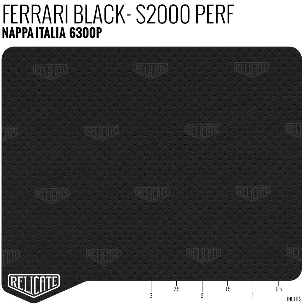 Nappa Italia Ferrari Black S2000 Perforated Leather Product / 1/2 Hide - Relicate Leather Automotive Interior Upholstery