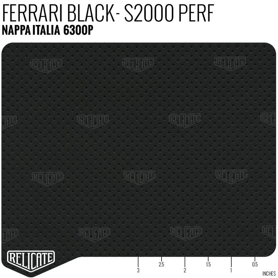 Nappa Italia Ferrari Black S2000 Perforated Leather Product / 1/4 Hide - Relicate Leather Automotive Interior Upholstery