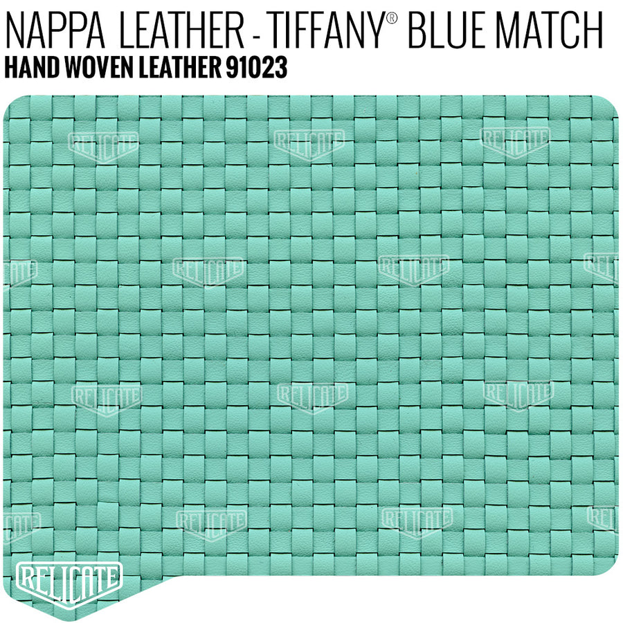 Hand Woven Leather - Nappa Leather - Tiffany Blue Match Product / 6 Linear Inches - Relicate Leather Automotive Interior Upholstery