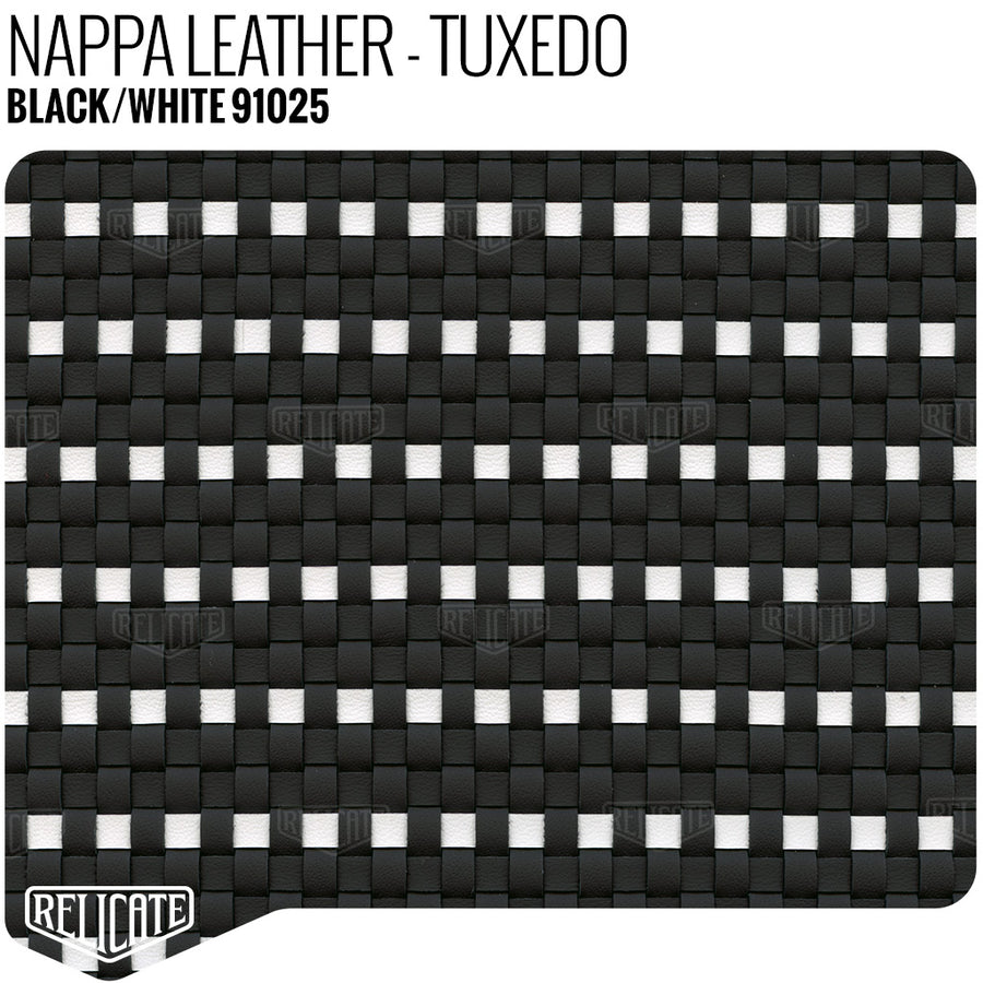 Hand Woven Leather - Nappa Leather - Tuxedo Product / 6 Linear Inches - Relicate Leather Automotive Interior Upholstery