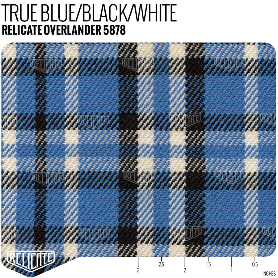 Relicate Overlander Seat Fabric - True Blue Product / True Blue/Black/White - Relicate Leather Automotive Interior Upholstery
