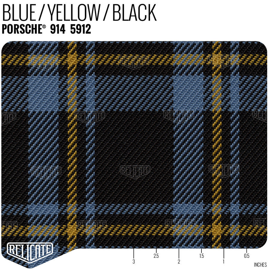 Porsche 914 tartan plaid seat fabric blue yellow