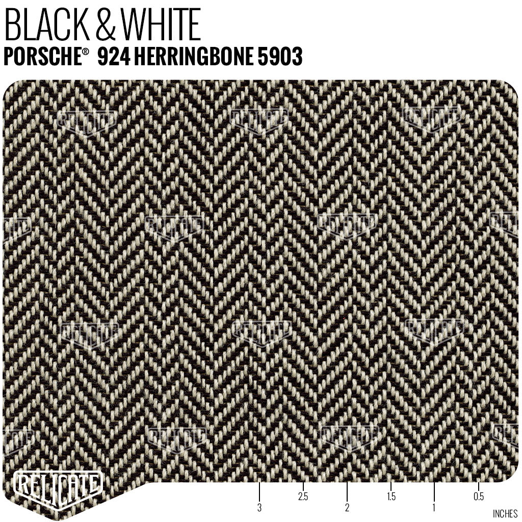 Porsche 924 Herringbone Seat Fabric - Black & White Product / Black & White - Relicate Leather Automotive Interior Upholstery