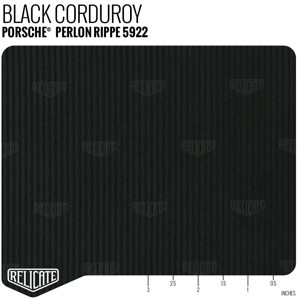 Porsche Corduroy Seat Fabric - Black - 5922 YARDAGE - Relicate Leather Automotive Interior Upholstery