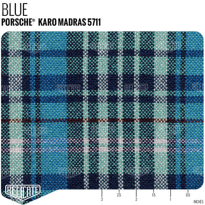 Plaid by the Linear Foot Porsche Karo Madras - Blue 5711 - Linear Foot - Relicate Leather Automotive Interior Upholstery