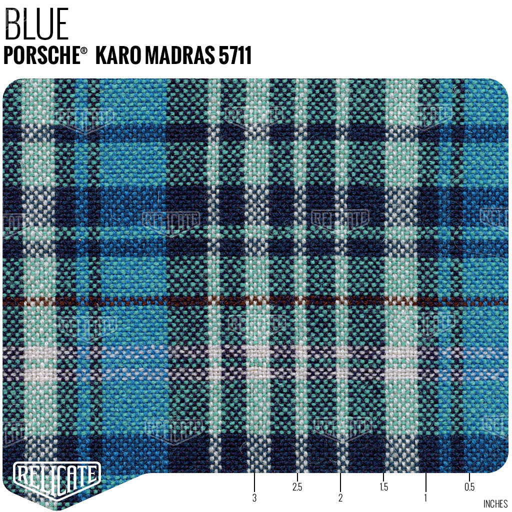 Porsche Karo Madras Seat Fabric - Blue Product / Blue - Relicate Leather Automotive Interior Upholstery