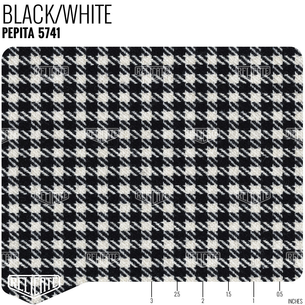 Pepita Houndstooth Seat Fabric - Black/White - 5741 Yardage - Relicate Leather Automotive Interior Upholstery