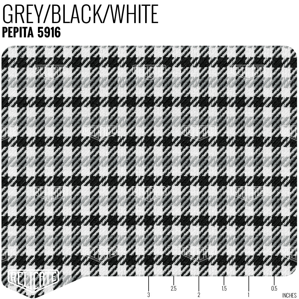 Pepita Houndstooth Seat Fabric - Grey/Black/White - 5916 Yardage - Relicate Leather Automotive Interior Upholstery