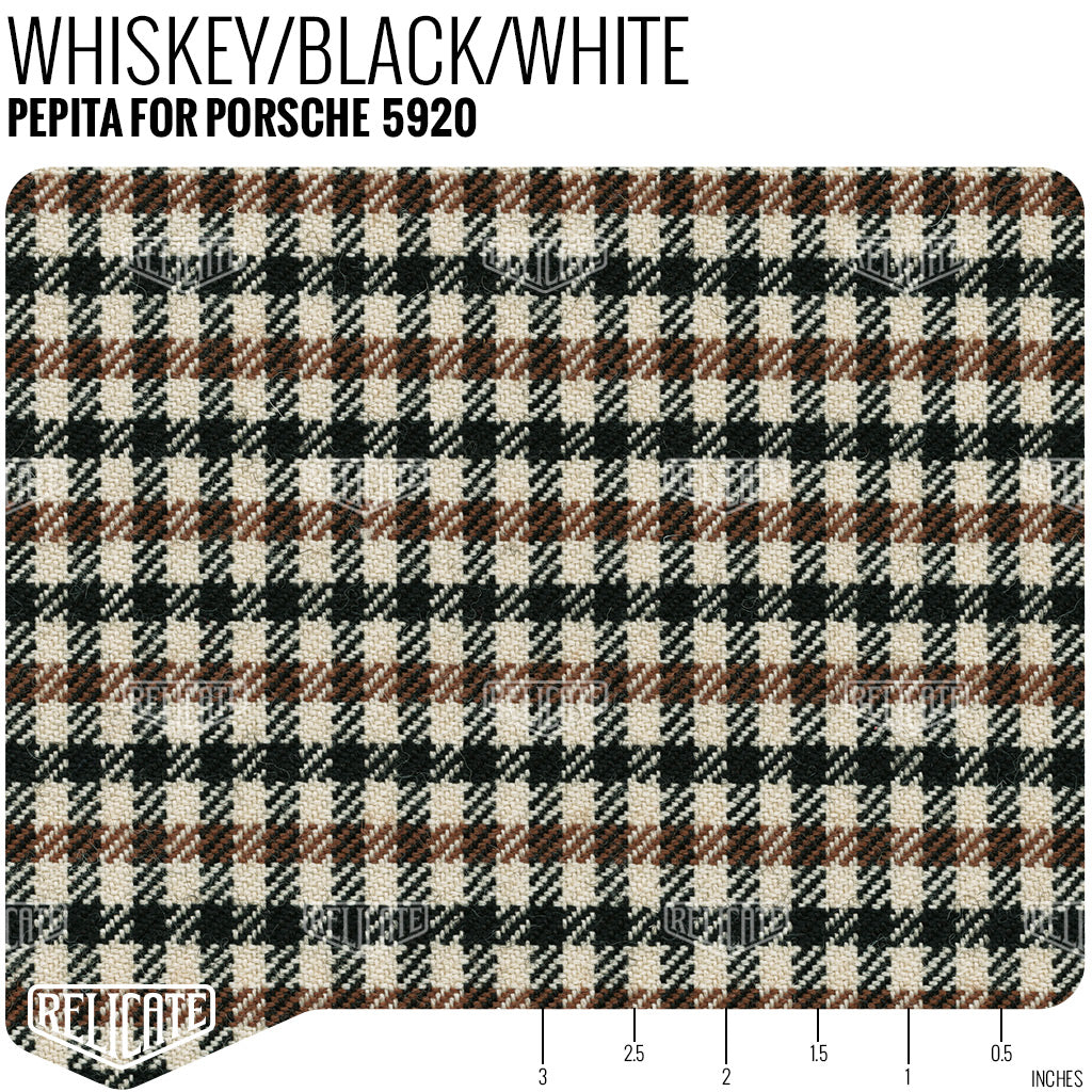 Pepita for Porsche Houndstooth Seat Fabric - Whiskey/Black/White 5920