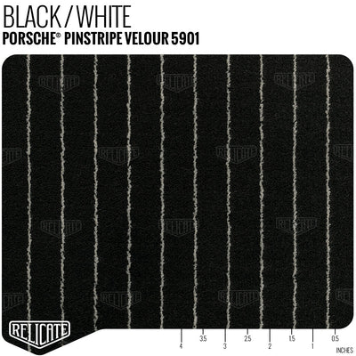 Porsche Pinstripe Velour Fabric - Black/White Product / Black/White - Relicate Leather Automotive Interior Upholstery