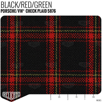 Plaid by the Linear Foot Porsche/VW - Black/Red/Green 5876 - Linear Foot - Relicate Leather Automotive Interior Upholstery