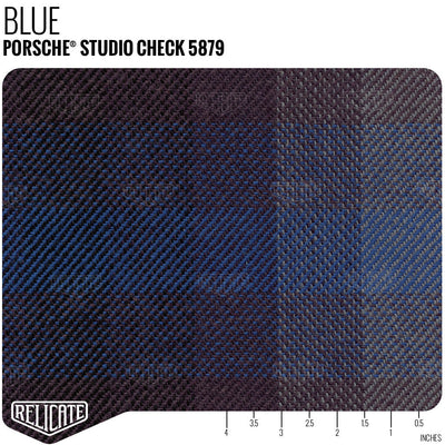 Plaid by the Linear Foot Porsche Studio Check - Blue 5879 - Linear Foot - Relicate Leather Automotive Interior Upholstery