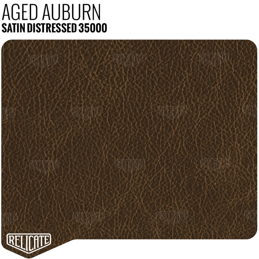 Relicate Satin Distressed Aged Auburn leather for custom car, truck, bronco and Porsche interiors.