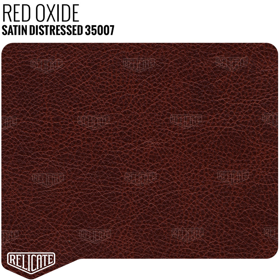 Relicate Red Oxide Satin Distressed Leather for custom car, truck, bronco and Porsche interios.