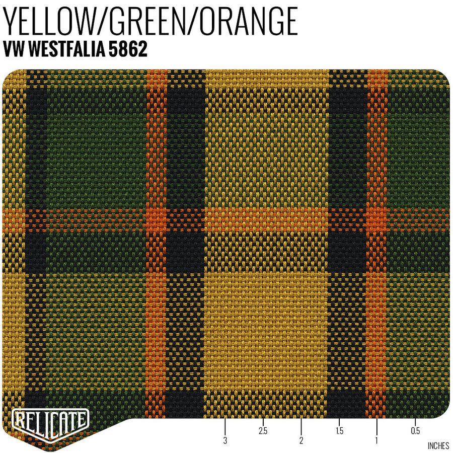 Westfalia Plaid Fabric - Yellow Product / Yellow/Green/Orange - Relicate Leather Automotive Interior Upholstery