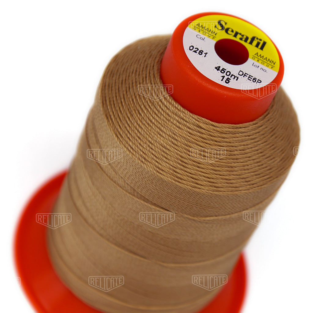 Whites/Browns Serafil Thread 15 (TEX 210) 0261 - Relicate Leather Automotive Interior Upholstery