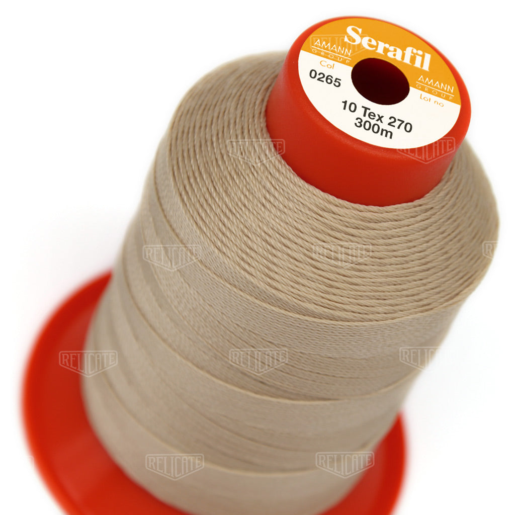 Whites/Browns Serafil Thread 10 (TEX 270) 0265 - Relicate Leather Automotive Interior Upholstery