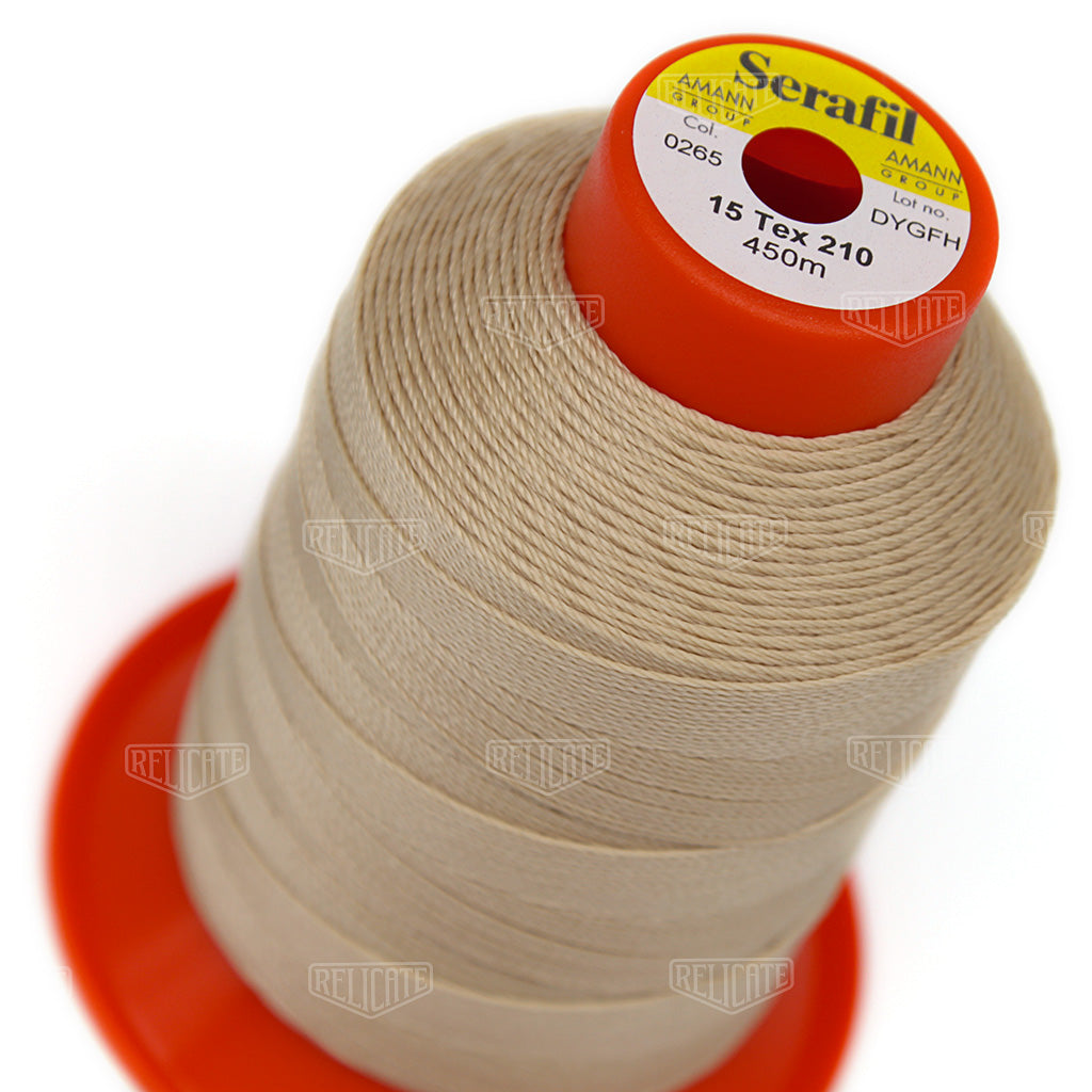 Whites/Browns Serafil Thread 15 (TEX 210) 0265 - Relicate Leather Automotive Interior Upholstery