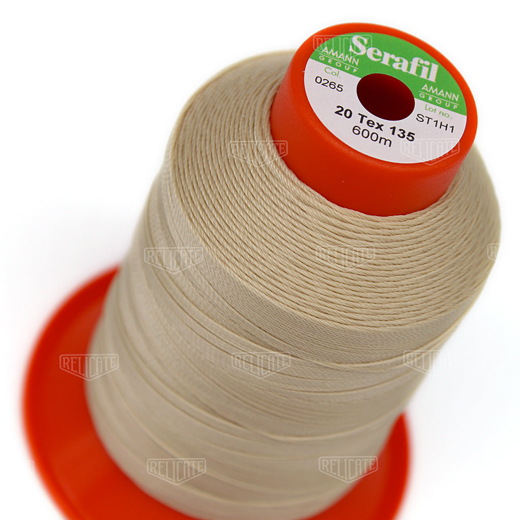 Whites/Browns Serafil Thread 20 (TEX 135) 0265 - Relicate Leather Automotive Interior Upholstery