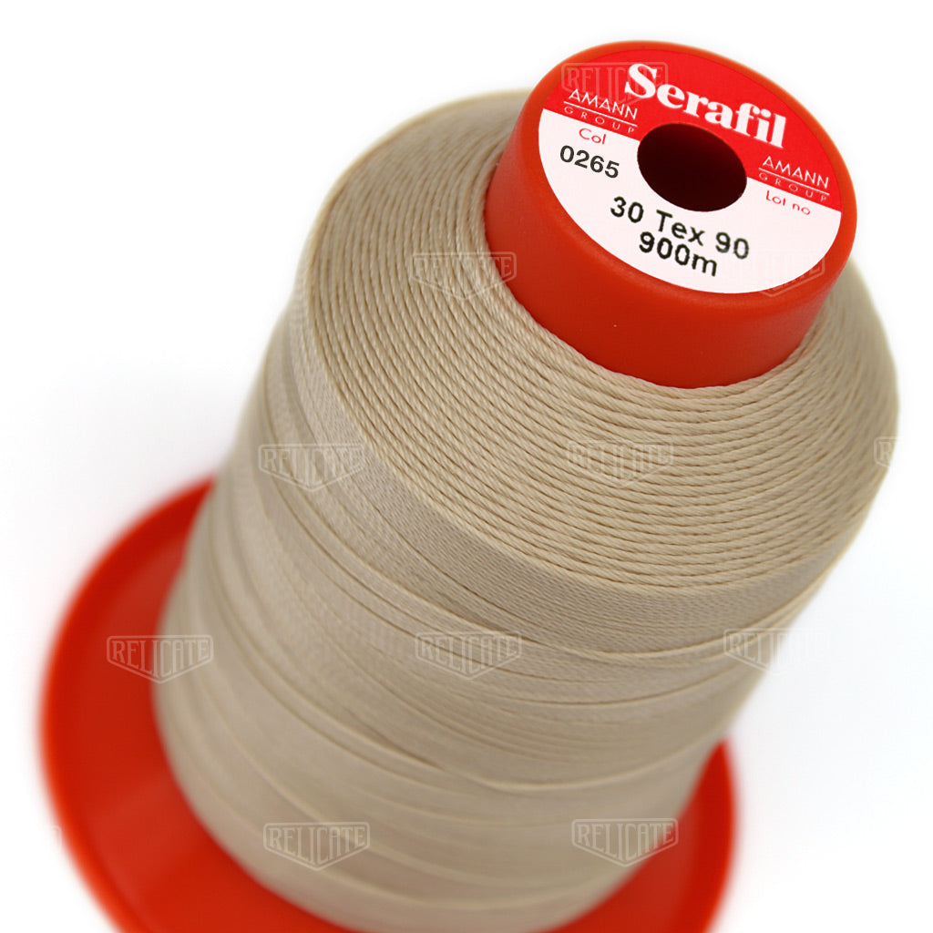 Whites/Browns Serafil Thread 30 (TEX 90) 0265 - Relicate Leather Automotive Interior Upholstery