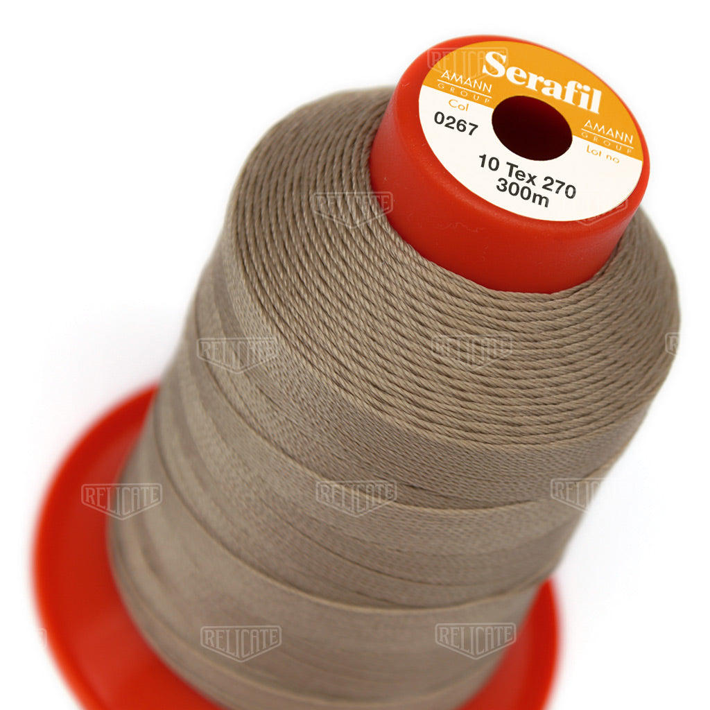 Whites/Browns Serafil Thread 10 (TEX 270) 0267 - Relicate Leather Automotive Interior Upholstery