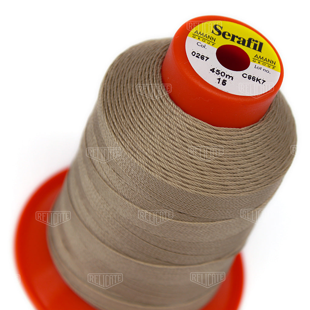 Whites/Browns Serafil Thread 15 (TEX 210) 0267 - Relicate Leather Automotive Interior Upholstery
