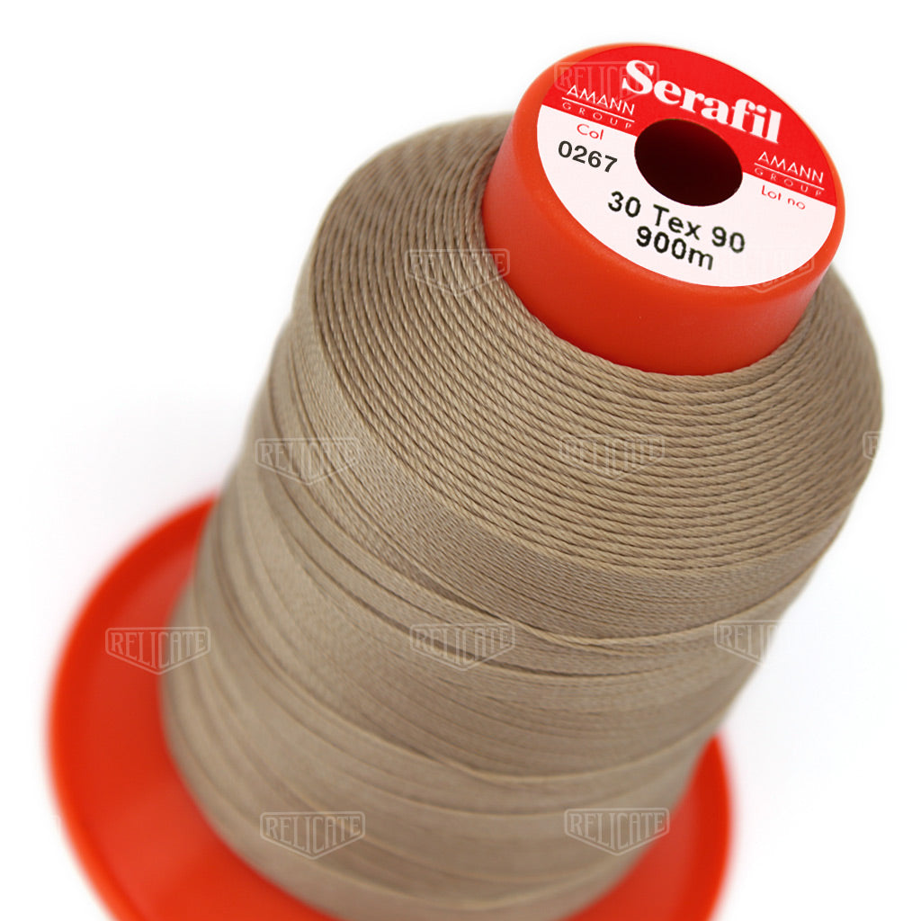 Whites/Browns Serafil Thread 30 (TEX 90) 0267 - Relicate Leather Automotive Interior Upholstery
