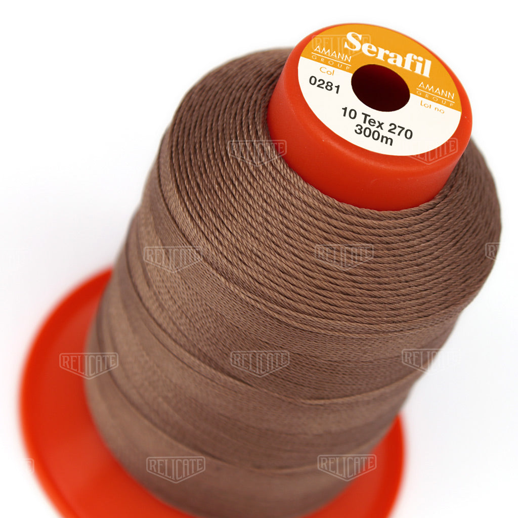 Whites/Browns Serafil Thread 10 (TEX 270) 0281 - Relicate Leather Automotive Interior Upholstery