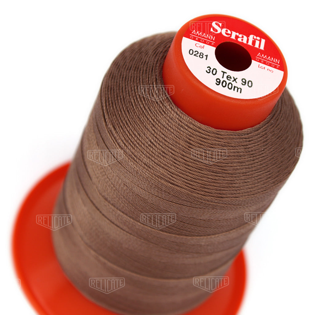 Whites/Browns Serafil Thread 30 (TEX 90) 0281 - Relicate Leather Automotive Interior Upholstery