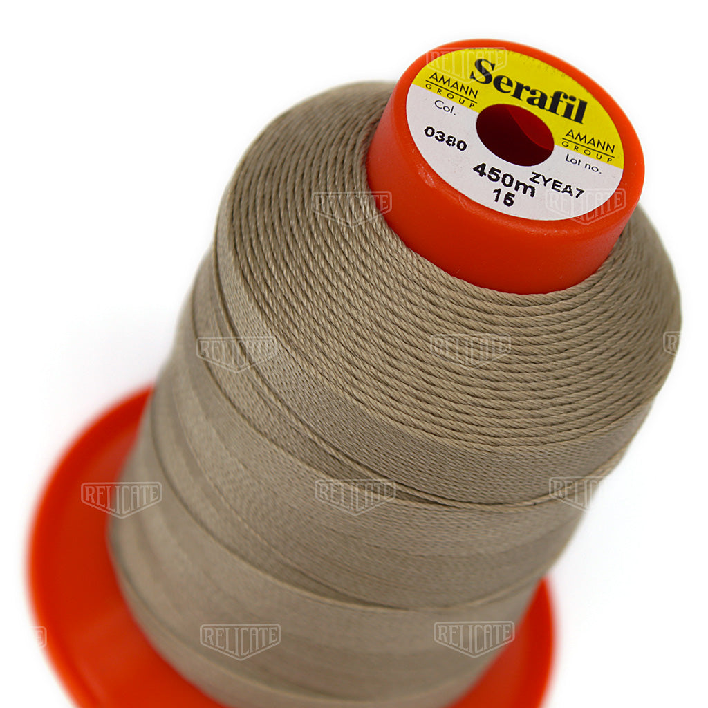 Whites/Browns Serafil Thread 15 (TEX 210) 0380 - Relicate Leather Automotive Interior Upholstery