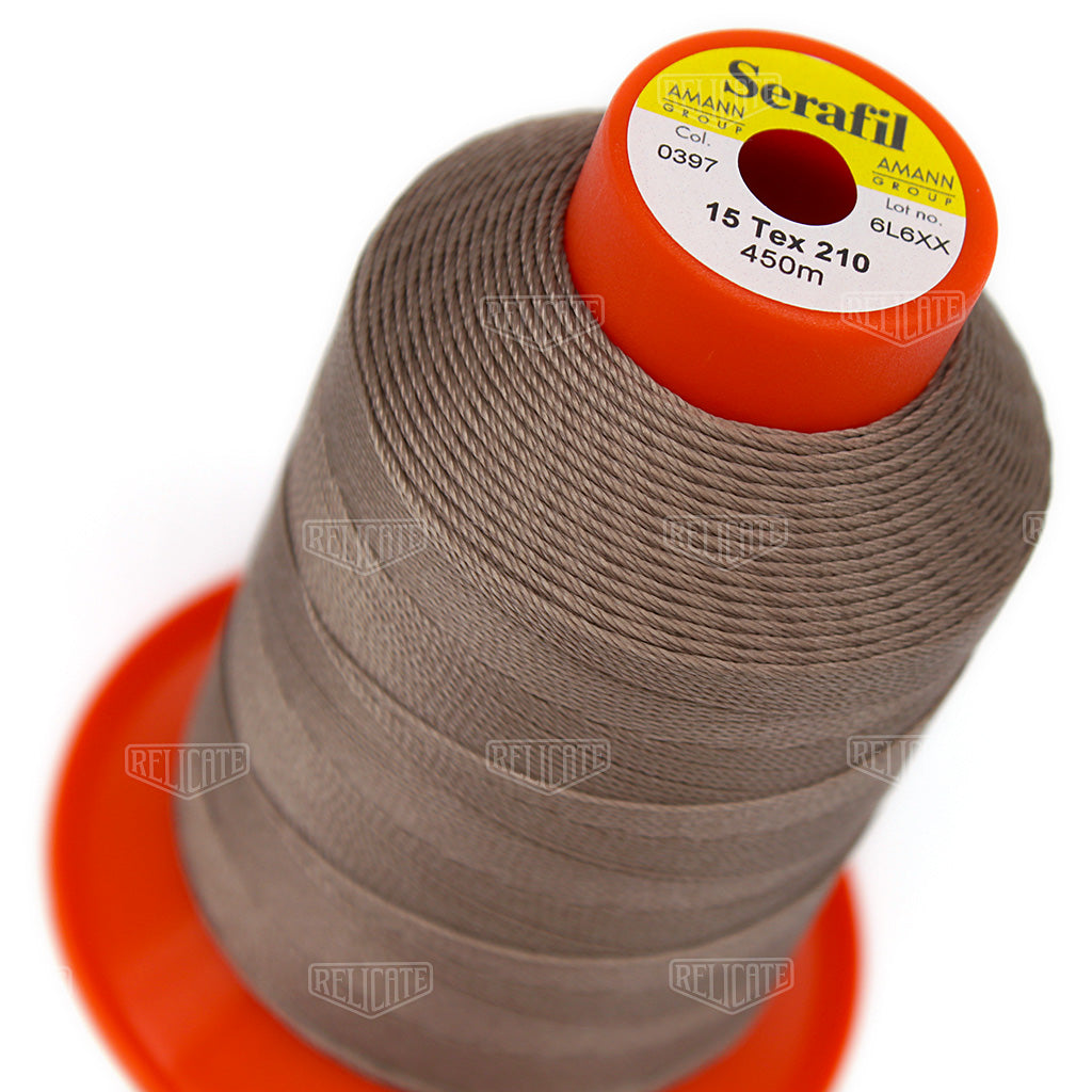 Whites/Browns Serafil Thread 15 (TEX 210) 0397 - Relicate Leather Automotive Interior Upholstery