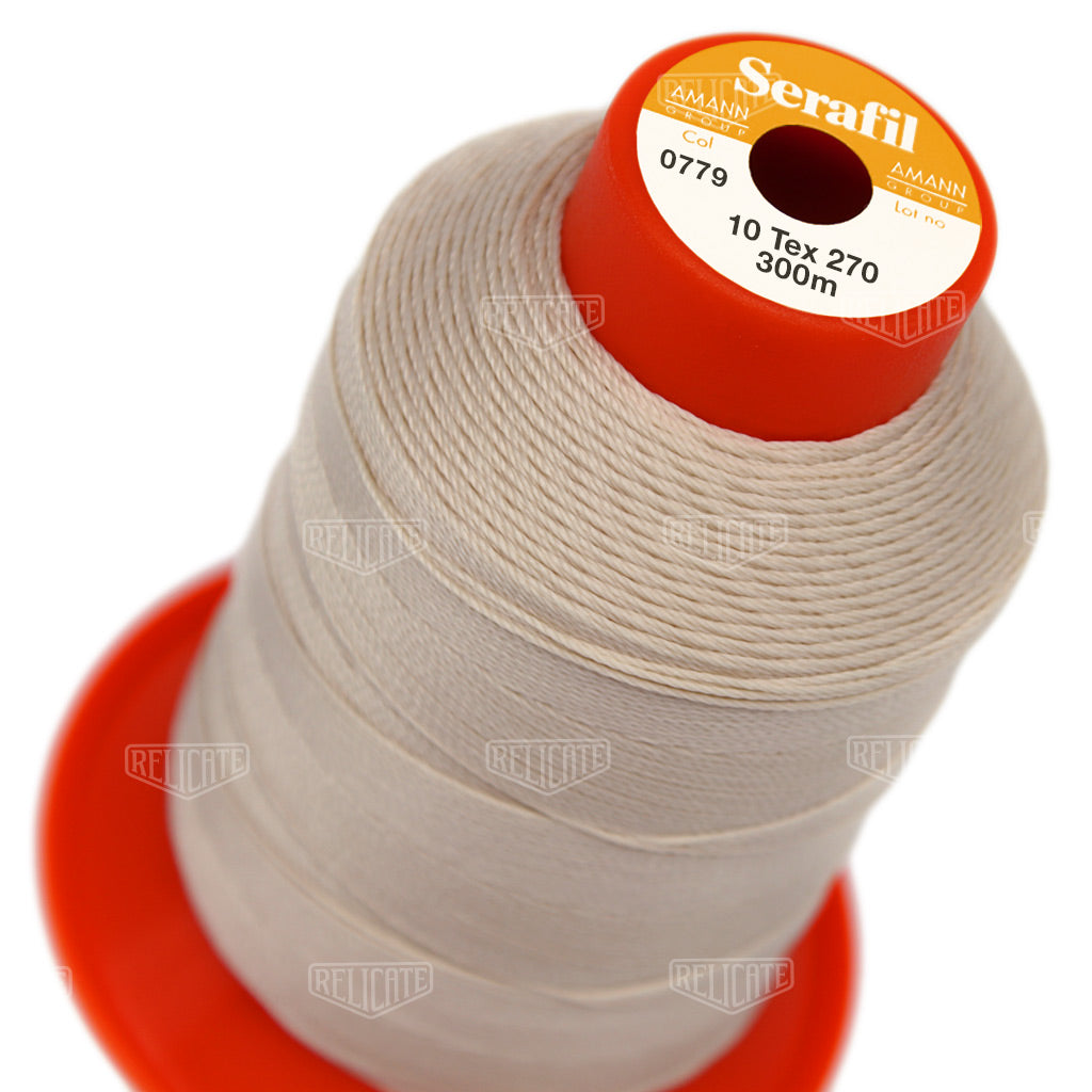Whites/Browns Serafil Thread 10 (TEX 270) 0779 - Relicate Leather Automotive Interior Upholstery