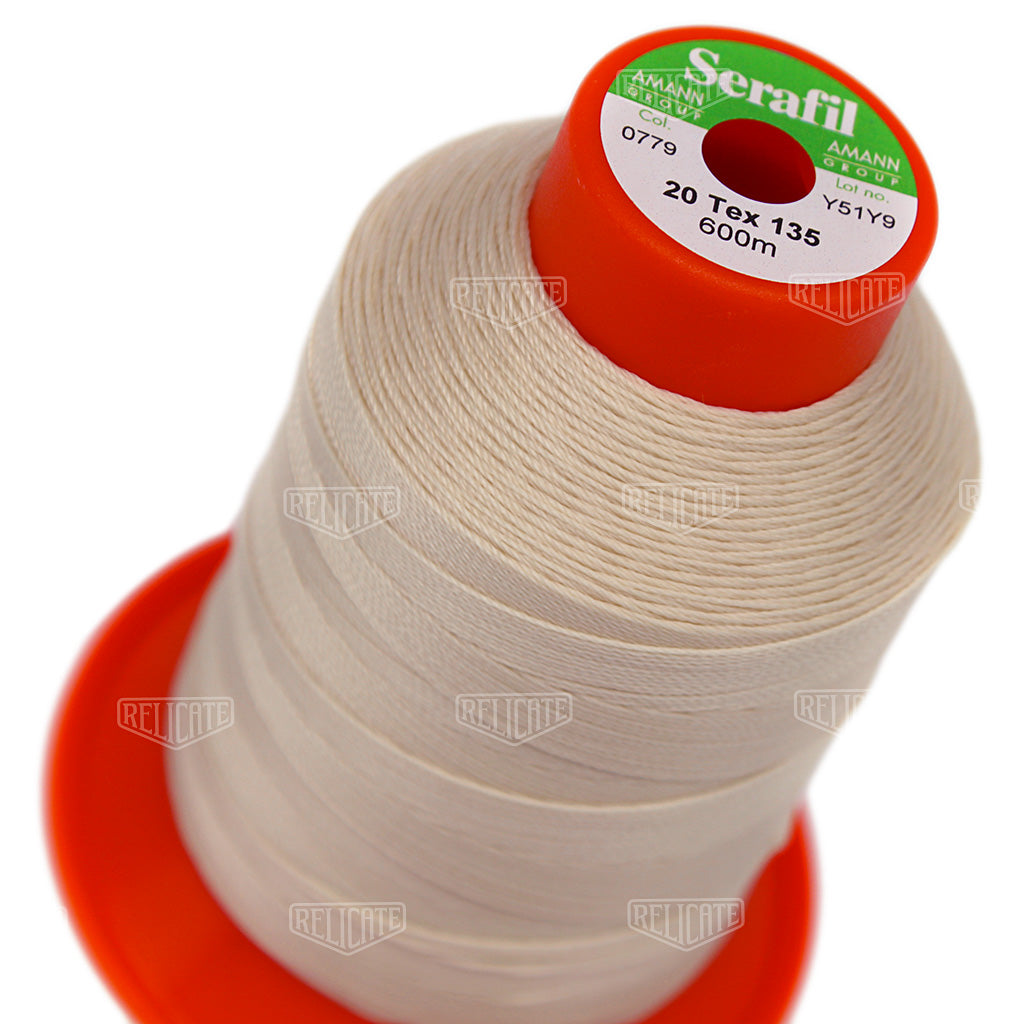 Whites/Browns Serafil Thread 20 (TEX 135) 0779 - Relicate Leather Automotive Interior Upholstery