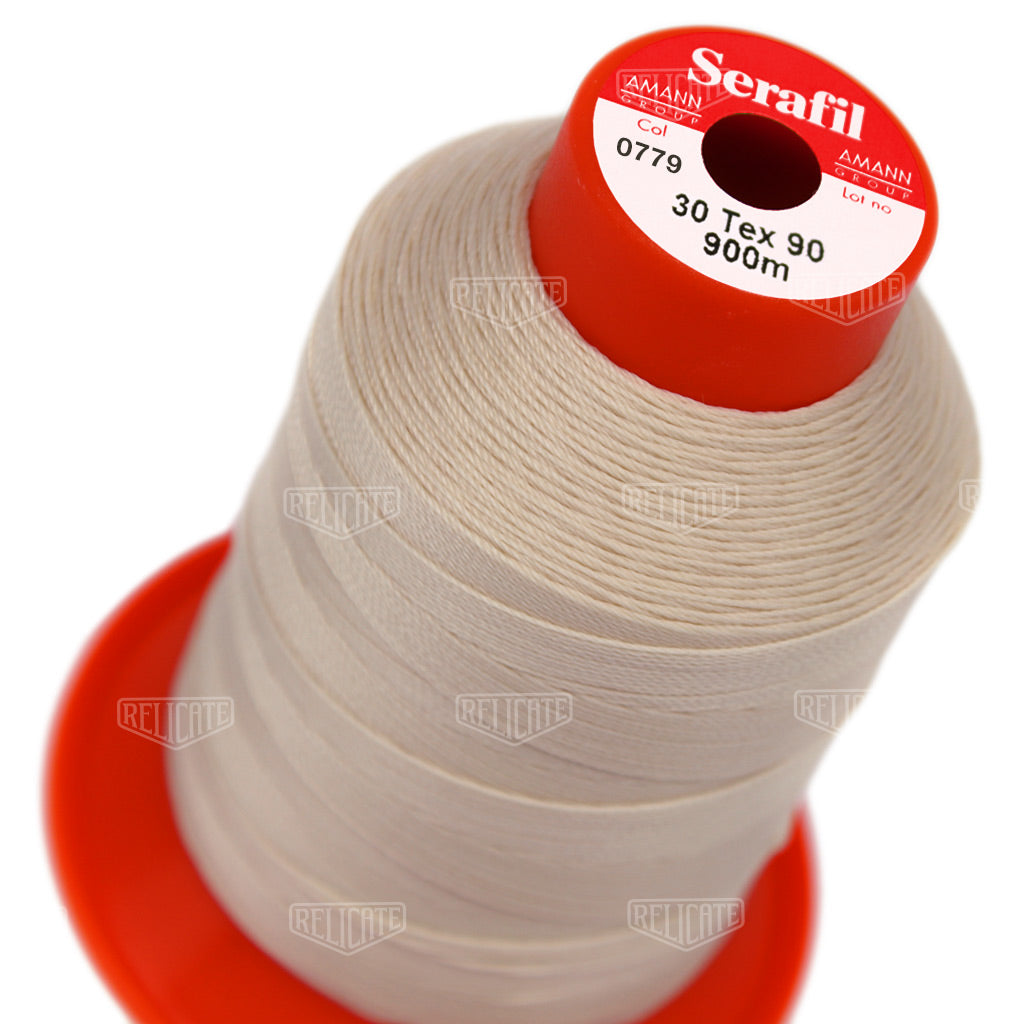 Whites/Browns Serafil Thread 30 (TEX 90) 0779 - Relicate Leather Automotive Interior Upholstery