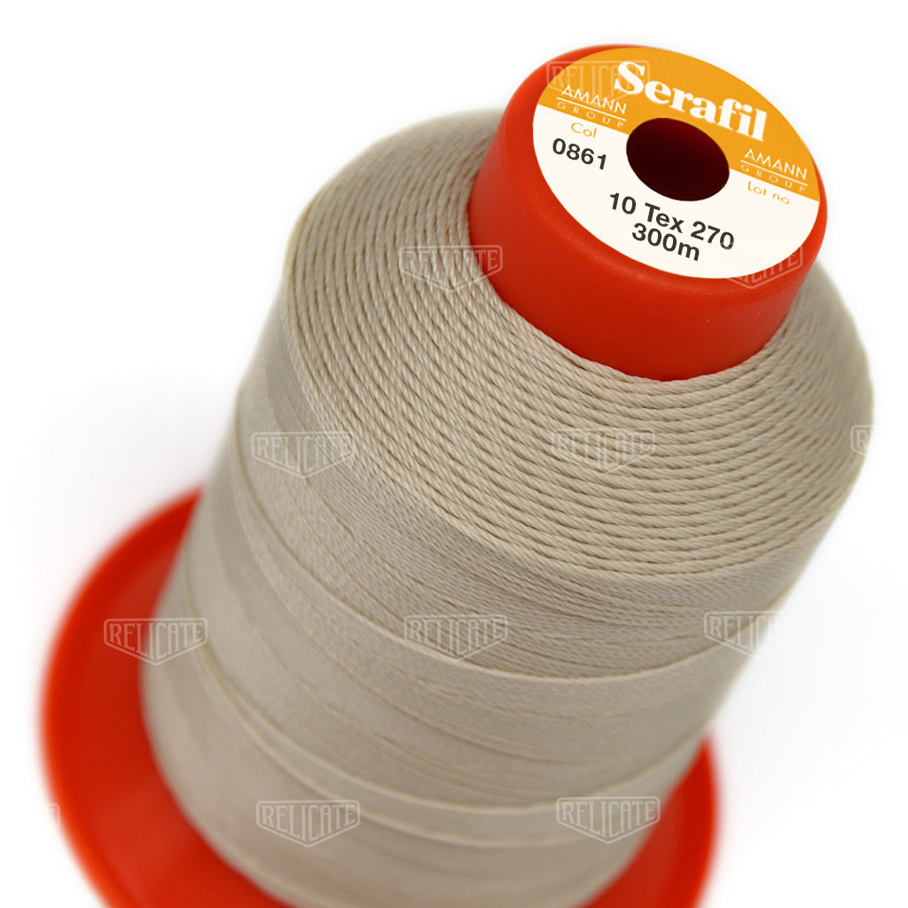 Whites/Browns Serafil Thread 10 (TEX 270) 0861 - Relicate Leather Automotive Interior Upholstery