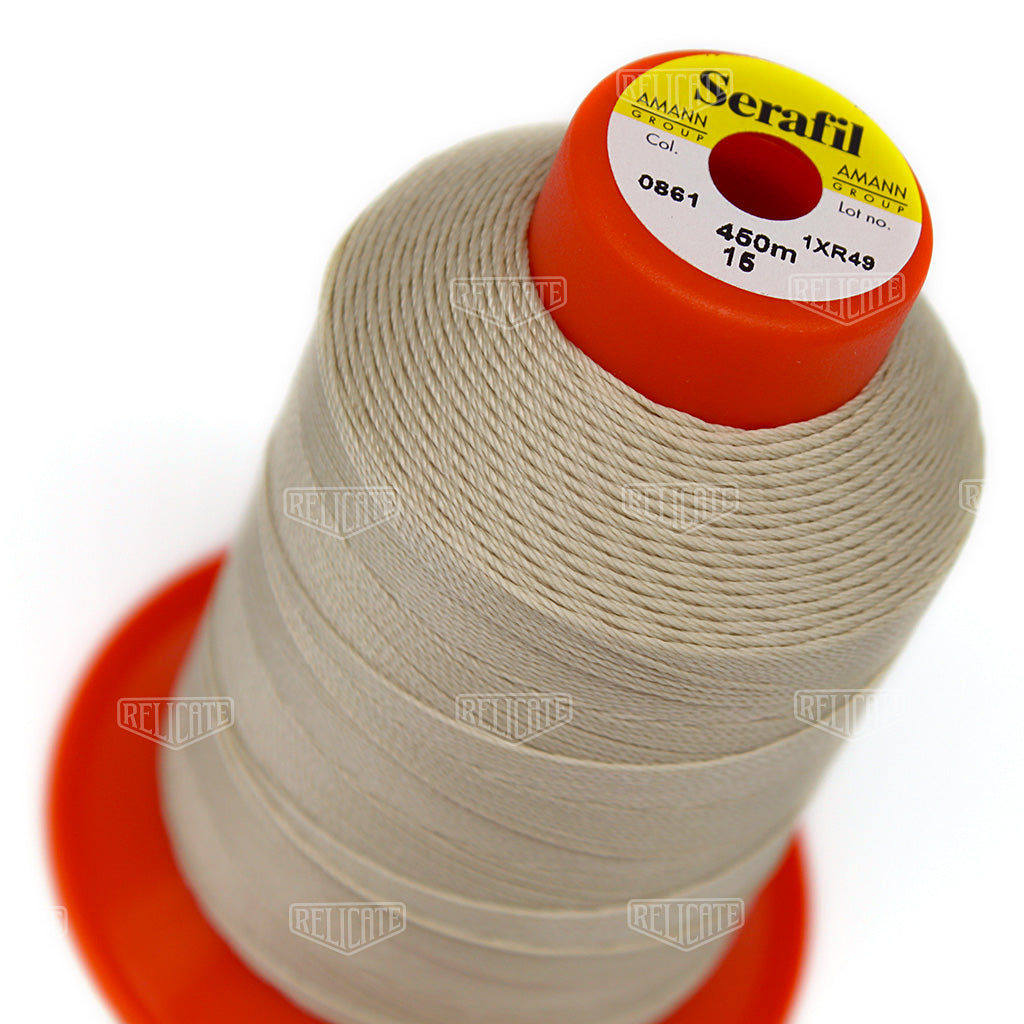 Whites/Browns Serafil Thread 15 (TEX 210) 0861 - Relicate Leather Automotive Interior Upholstery