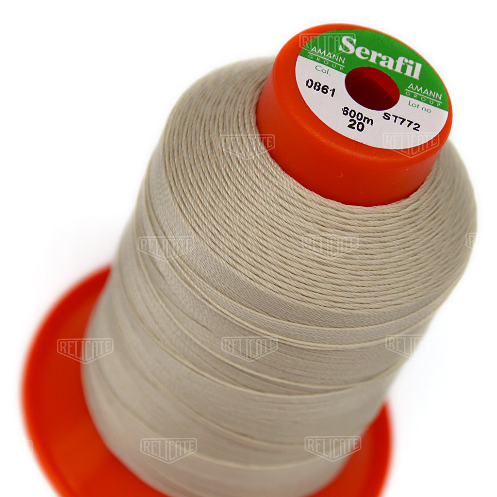 Whites/Browns Serafil Thread 20 (TEX 135) 0861 - Relicate Leather Automotive Interior Upholstery
