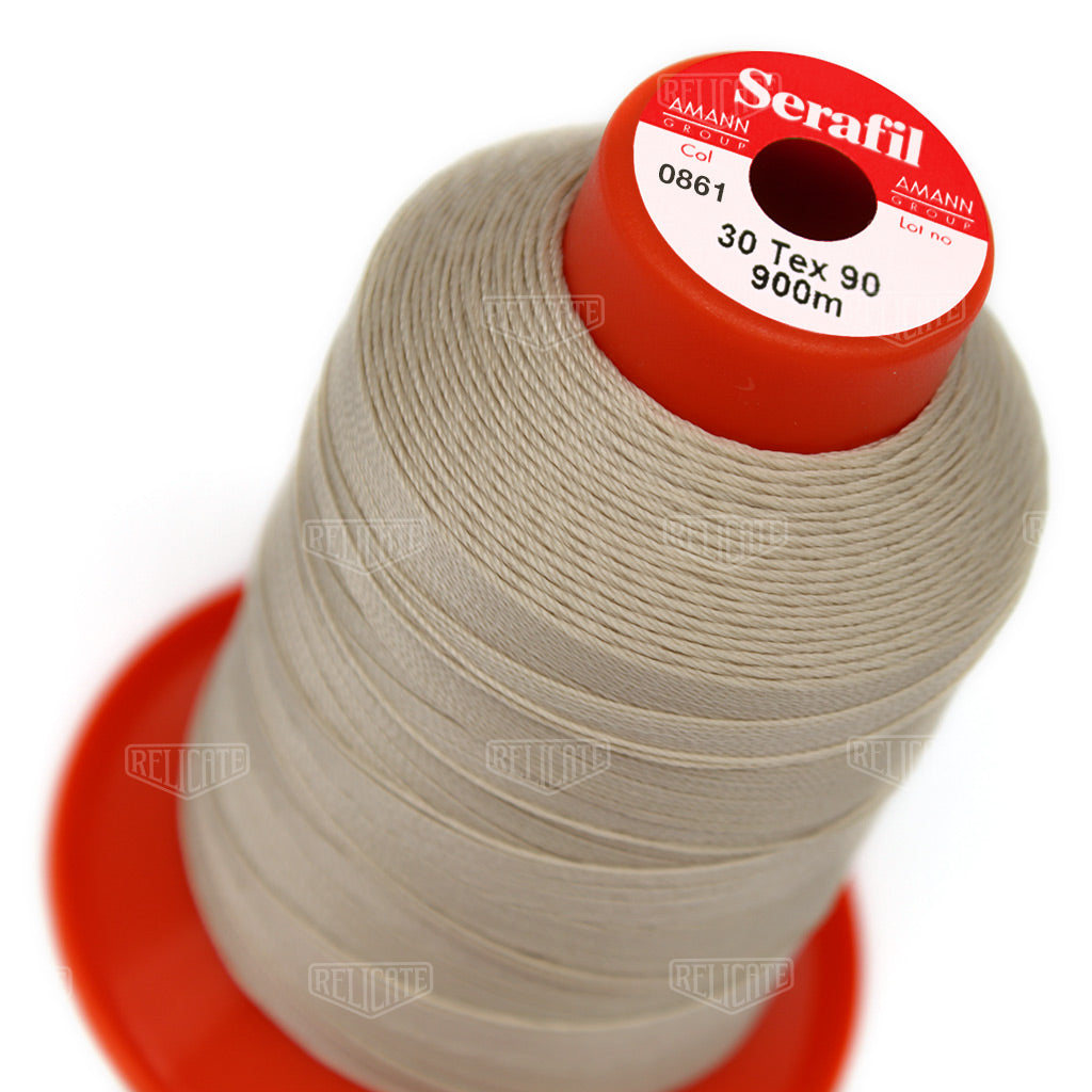 Whites/Browns Serafil Thread 30 (TEX 90) 0861 - Relicate Leather Automotive Interior Upholstery