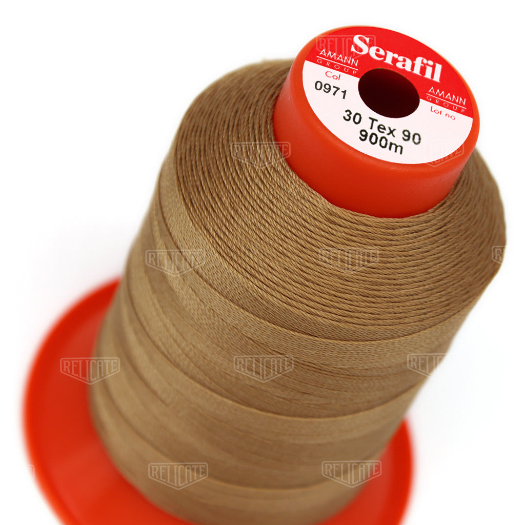 Whites/Browns Serafil Thread 30 (TEX 90) 0971 - Relicate Leather Automotive Interior Upholstery