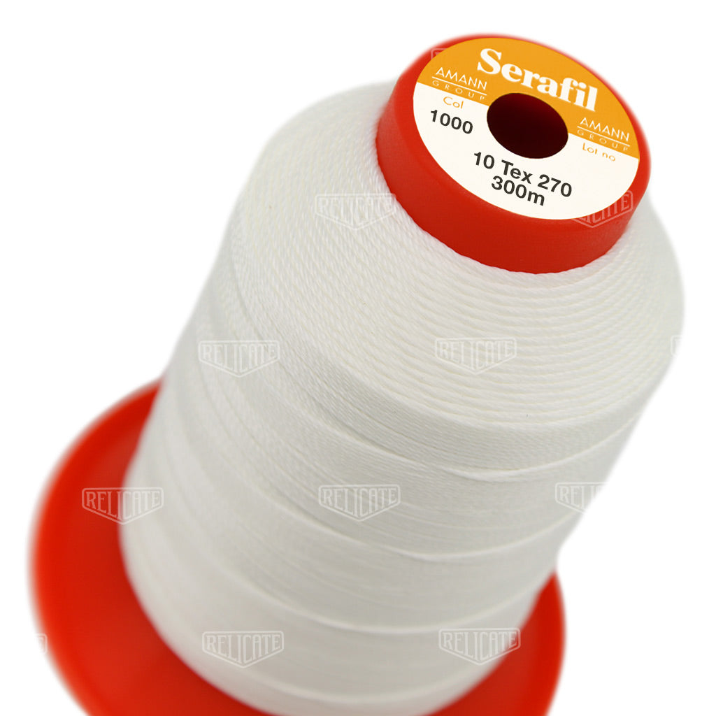 Whites/Browns Serafil Thread 10 (TEX 270) 1000 - Relicate Leather Automotive Interior Upholstery