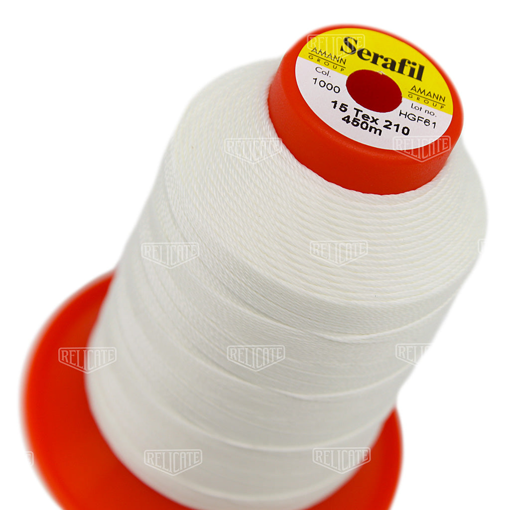 Whites/Browns Serafil Thread 15 (TEX 210) 1000 - Relicate Leather Automotive Interior Upholstery