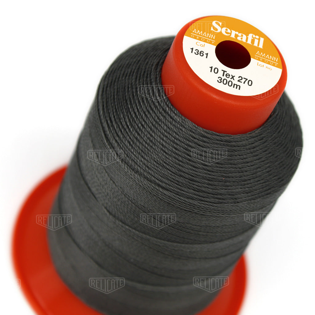 Greys/Blacks Serafil Thread 10 (TEX 270) 1361 - Relicate Leather Automotive Interior Upholstery