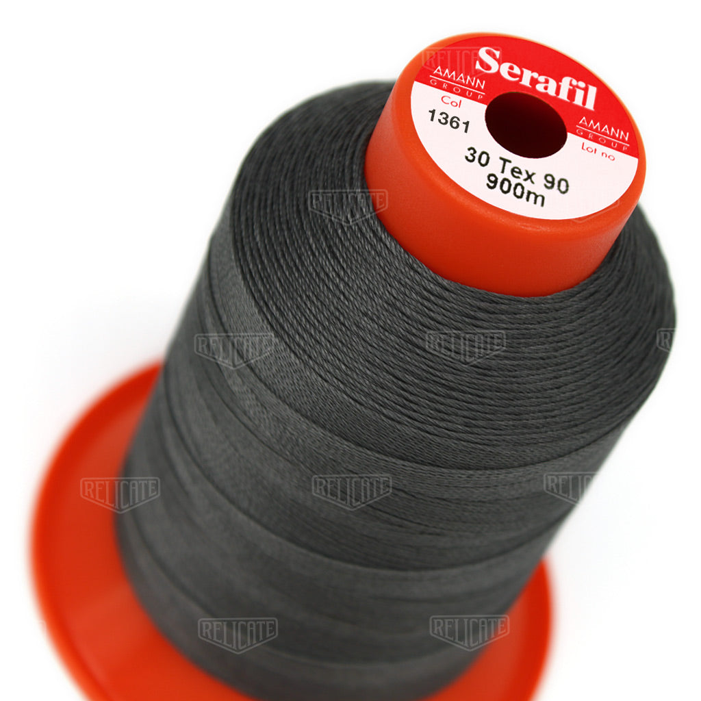 Greys/Blacks Serafil Thread 30 (TEX 90) 1361 - Relicate Leather Automotive Interior Upholstery