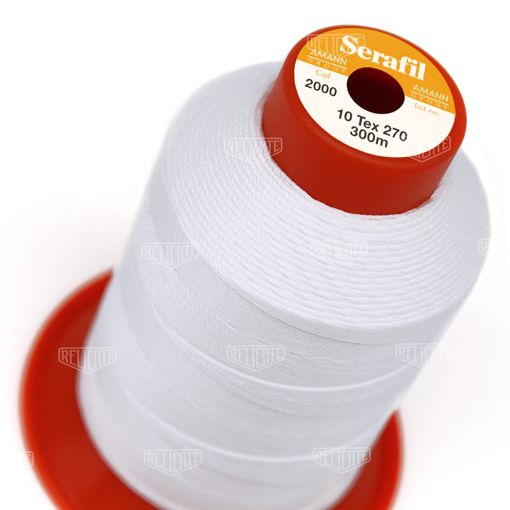 Whites/Browns Serafil Thread 10 (TEX 270)  - Relicate Leather Automotive Interior Upholstery