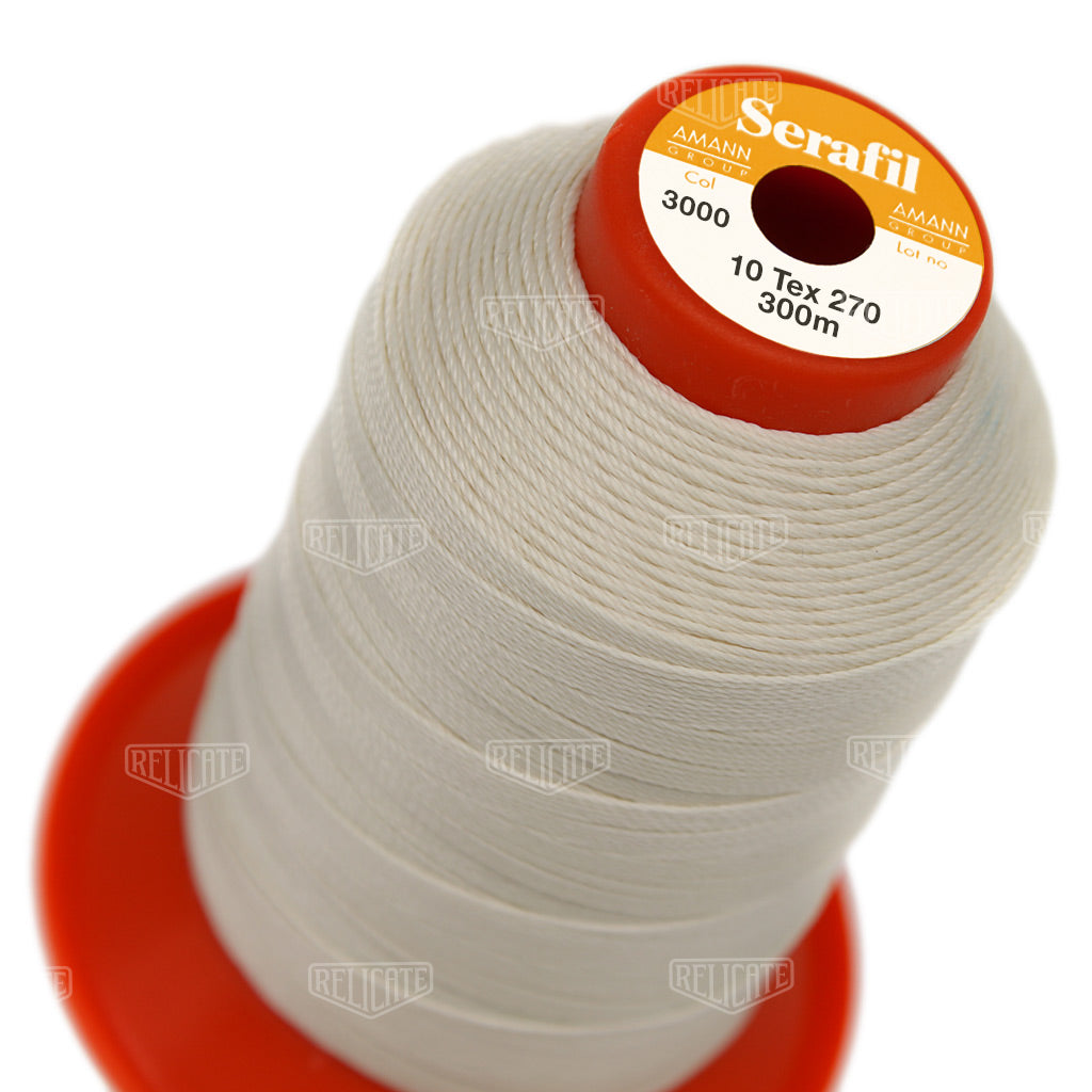 Whites/Browns Serafil Thread 10 (TEX 270) 3000 - Relicate Leather Automotive Interior Upholstery
