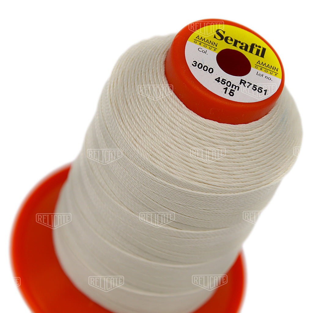 Whites/Browns Serafil Thread 15 (TEX 210) 3000 - Relicate Leather Automotive Interior Upholstery