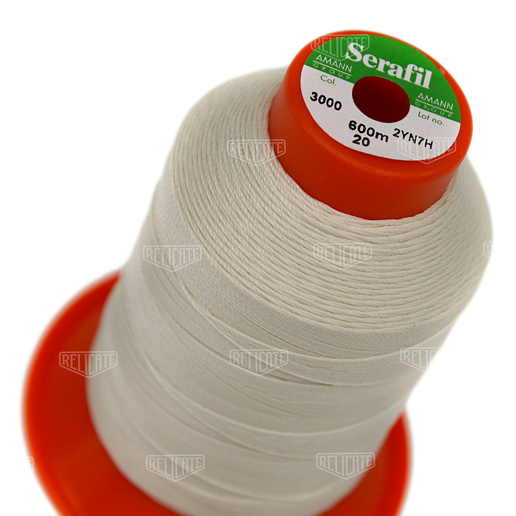 Whites/Browns Serafil Thread 20 (TEX 135) 3000 - Relicate Leather Automotive Interior Upholstery