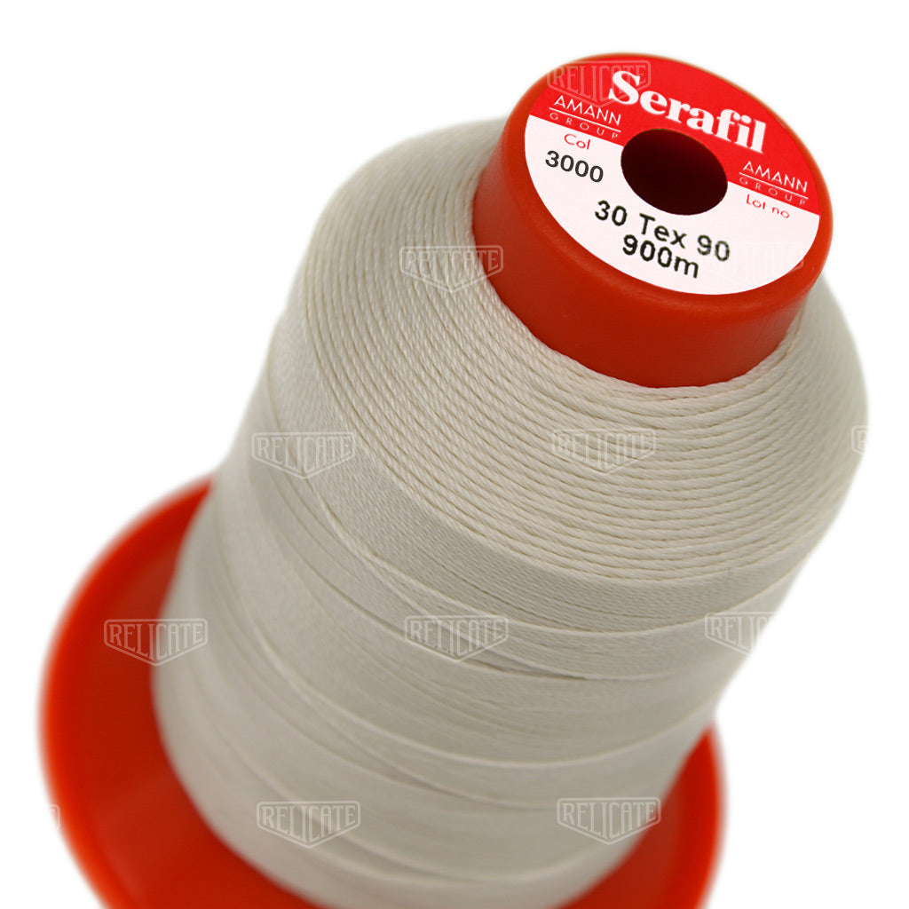 Whites/Browns Serafil Thread 30 (TEX 90) 3000 - Relicate Leather Automotive Interior Upholstery