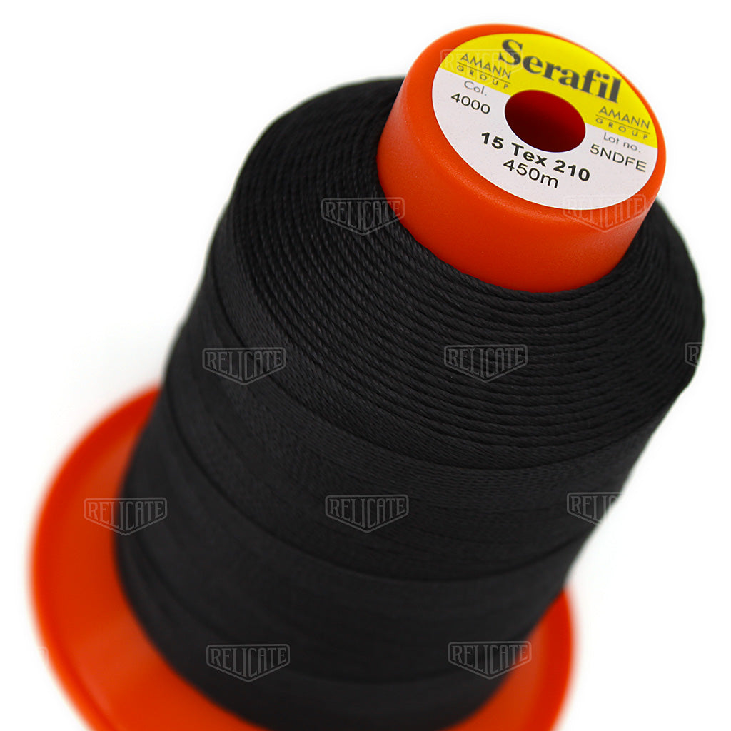 Greys/Blacks Serafil Thread 15 (TEX 210) 4000 - Relicate Leather Automotive Interior Upholstery