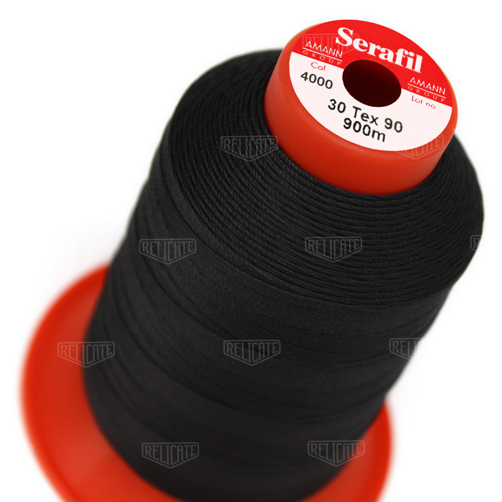 Greys/Blacks Serafil Thread 30 (TEX 90) 4000 - Relicate Leather Automotive Interior Upholstery
